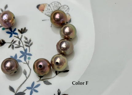 ONE Piece Rare AA 13-14 mm High Luster Large Hole Round Edison Freshwater Pearl Dark Mauve Purple Color 2.1mm Hole #P3317