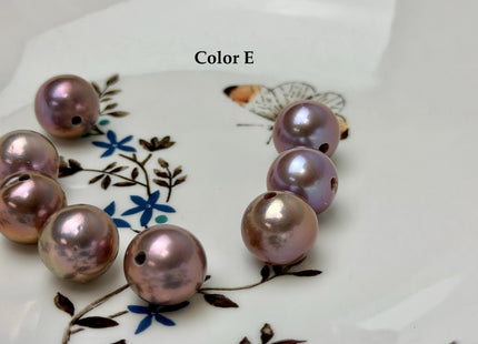 ONE Piece Rare AA 13-14 mm High Luster Large Hole Round Edison Freshwater Pearl Dark Mauve Purple Color 2.1mm Hole #P3317