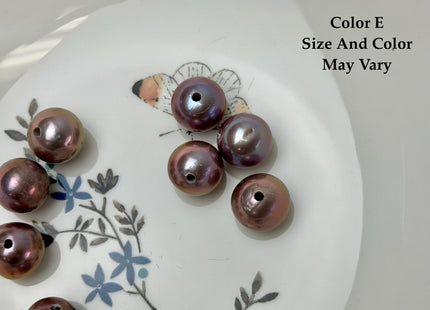 ONE Piece Rare AA 13-14 mm High Luster Large Hole Round Edison Freshwater Pearl Dark Mauve Purple Color 2.1mm Hole #P3317