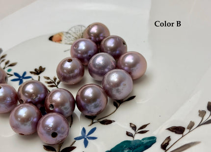 ONE Piece Rare AA 13-14 mm High Luster Large Hole Round Edison Freshwater Pearl Dark Mauve Purple Color 2.1mm Hole #P3317