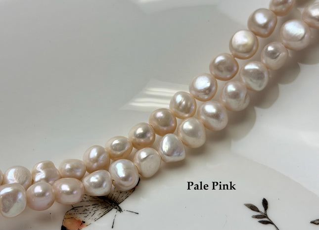 10-11 mm AAA Large Hole Natural Pink Or Pale Pink Freshwater Pearl Nugget Beads Hole Size 2.2 mm High Luster Large Hole Potato Pearls #1481