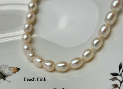 7x8 mm Or 8x9 mm AAA Natural Mauve/Pink/Peach Color Freshwater Rice Pearl Genuine High Luster Smooth And Shiny Oval Pearl #1357