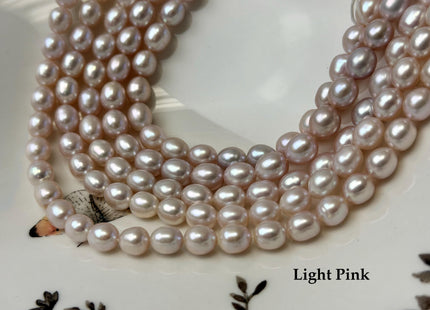 7x8 mm Or 8x9 mm AAA Natural Mauve/Pink/Peach Color Freshwater Rice Pearl Genuine High Luster Smooth And Shiny Oval Pearl #1357