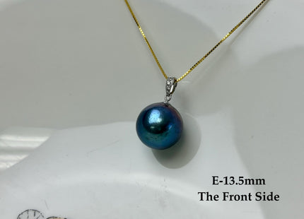 One-Of-A-Kind 15-30 mm AAA Very Rare Natural White Mauve Peacock Edison Pearl With Iridescent Gold Sheen 14K Solid Gold Pendant #PD0009