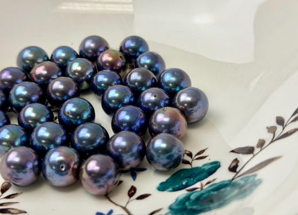 ONE Piece Rare AAAA 13-14mm Top Quality Peacock Half AND Full Drilled Round Edison Pearl #P3318