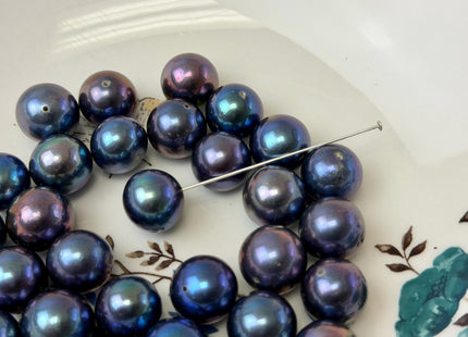 ONE Piece Rare AAAA 13-14mm Top Quality Peacock Half AND Full Drilled Round Edison Pearl #P3318
