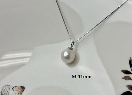 One-Of-A-Kind 11-25 mm Rare Natural White Baroque/Edison Pearl With .925 Sterling Silver/Gold Pendant #PD0010