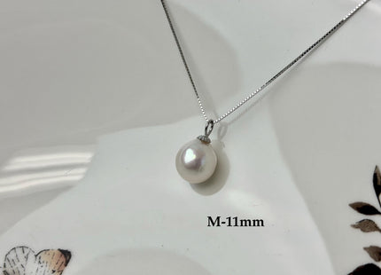 One-Of-A-Kind 11-25 mm Rare Natural White Baroque/Edison Pearl With .925 Sterling Silver/Gold Pendant #PD0010