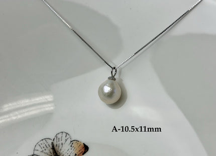 One-Of-A-Kind 11-25 mm Rare Natural White Baroque/Edison Pearl With .925 Sterling Silver/Gold Pendant #PD0010