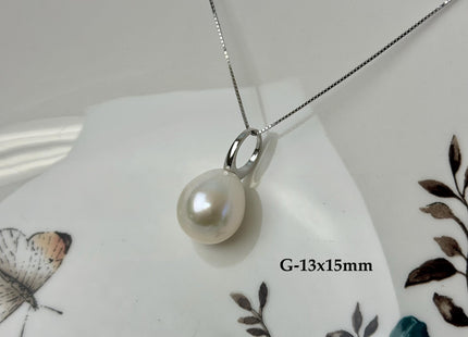 One-Of-A-Kind 11-25 mm Rare Natural White Baroque/Edison Pearl With .925 Sterling Silver/Gold Pendant #PD0010