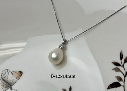 One-Of-A-Kind 11-25 mm Rare Natural White Baroque/Edison Pearl With .925 Sterling Silver/Gold Pendant #PD0010