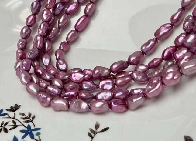 6-7x8-10 mm AAA Purple Pink Keshi Freshwater Pearls Beads Genuine High Luster Rice Nugget Keshi Pearl #P3284