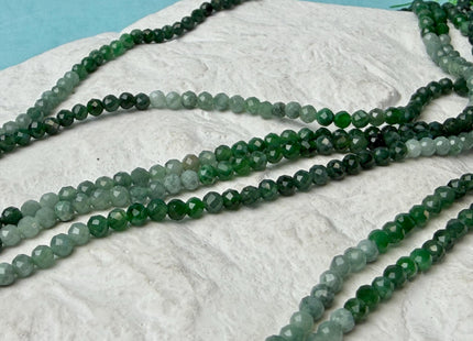 3mm AAA Natural Faceted Round Green Shaded Emerald Gemstone Beads 15.5 inches Strand #4756