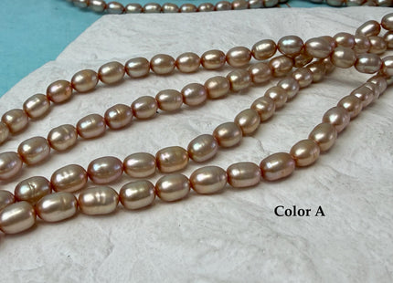 5-5.5x6-7 mm Taupe Champagne Rice/ Oval Shape Freshwater Pearl Beads #P3289