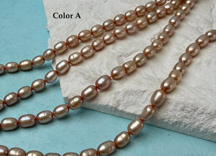 5-5.5x6-7 mm Taupe Champagne Rice/ Oval Shape Freshwater Pearl Beads #P3289