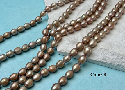 5-5.5x6-7 mm Taupe Champagne Rice/ Oval Shape Freshwater Pearl Beads #P3289