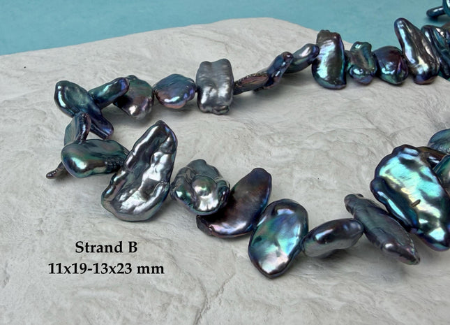 10-11x19-23 mm AAA Blue Peacock Biwa Stick Freshwater Pearl Beads High Luster Pearl #P3292