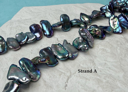 10-11x19-23 mm AAA Blue Peacock Biwa Stick Freshwater Pearl Beads High Luster Pearl #P3292