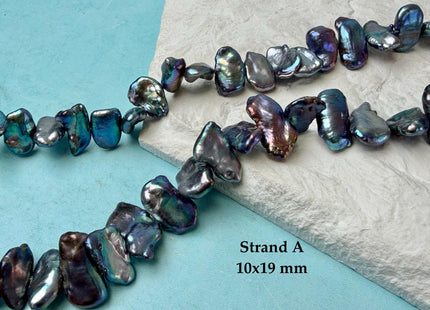 10-11x19-23 mm AAA Blue Peacock Biwa Stick Freshwater Pearl Beads High Luster Pearl #P3292