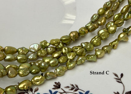 7-9 mm Sage Green Color Keshi Freshwater Pearl Beads Rice Nugget Pearl #P3288