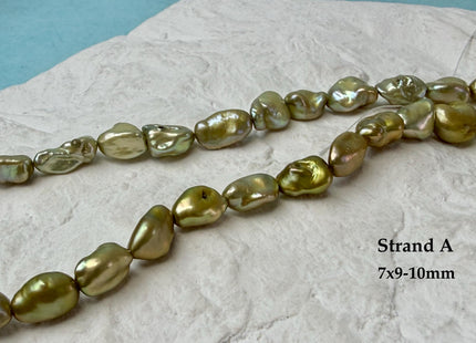 7-9 mm Sage Green Color Keshi Freshwater Pearl Beads Rice Nugget Pearl #P3288