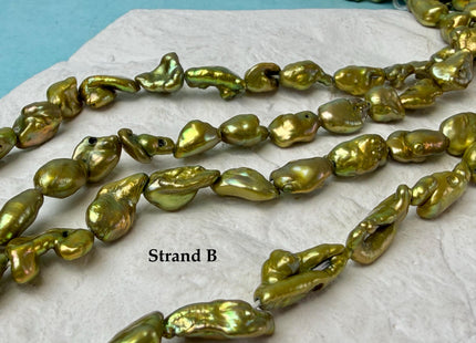 7-9 mm Sage Green Color Keshi Freshwater Pearl Beads Rice Nugget Pearl #P3288