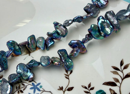 10-11x19-23 mm AAA Blue Peacock Biwa Stick Freshwater Pearl Beads High Luster Pearl #P3292