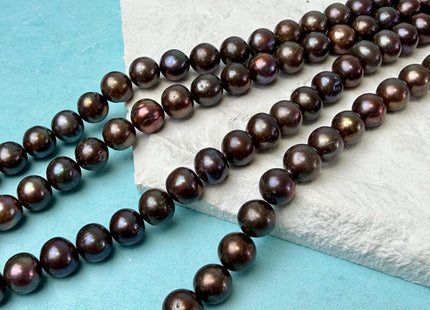 9-10 AA Dark Chocolate Brown Color Round Freshwater Pearl Beads #P3296