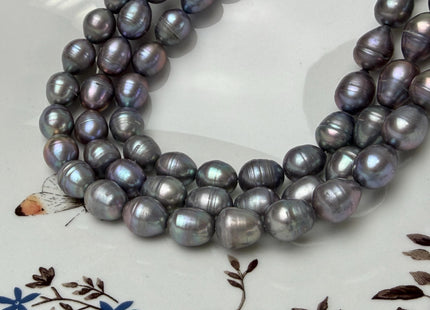 10x12 mm Dark Gray Rice/Oval Freshwater Pearl Beads #P3298