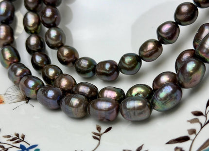 11x13-14 mm Dark Peacock Black Color Freshwater Rice/Oval Pearl 28 Beads #P3300