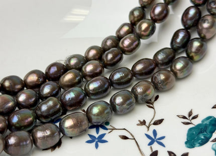 11x13-14 mm Dark Peacock Black Color Freshwater Rice/Oval Pearl 28 Beads #P3300