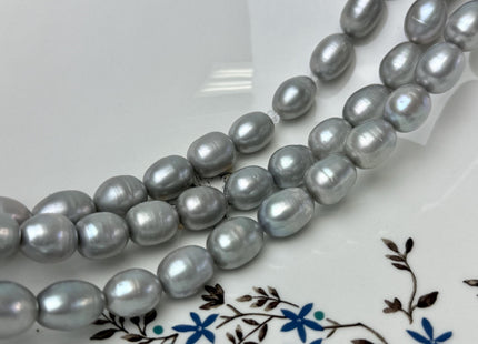 11x12-14 mm AA Gray Color Freshwater Pearls Long Rice/Oval Shape Pearl Beads #P3301