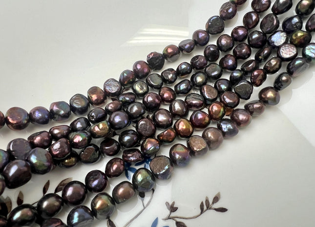9-10 mm AA Dark Purplish Peacock Potato Nugget Freshwater Pearl #307