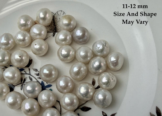 ONE Piece Rare AAAA Natural White 10-13 mm High Luster Full Drilled Baroque Edison Pearl #P3303