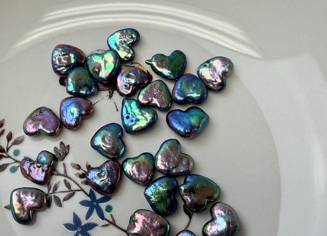 One Piece 10-12 mm AAA Very Rare Peacock Heart Shape Freshwater Coin Pearl Beads #P3307