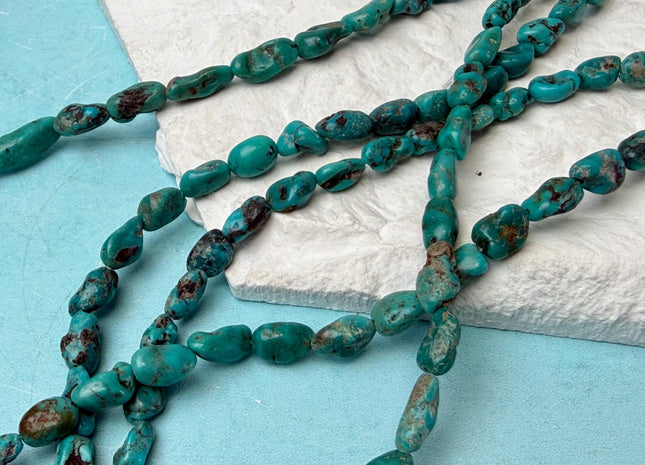5-7x9-11 mm Natural Genuine Blue Green Turquoise Gemstone Nugget Beads #4757