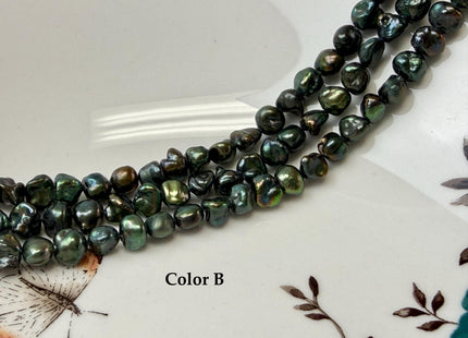 7.5-8 mm AA Dark Green Color Keshi Nugget Freshwater Pearl Beads Center Drilled Pearl #P3306