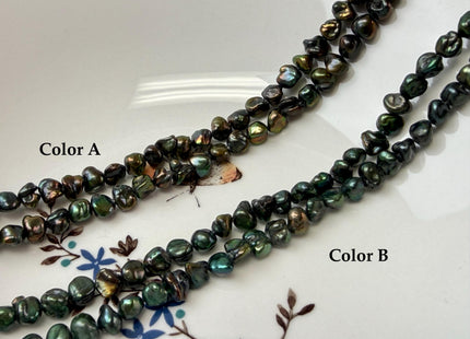 7.5-8 mm AA Dark Green Color Keshi Nugget Freshwater Pearl Beads Center Drilled Pearl #P3306