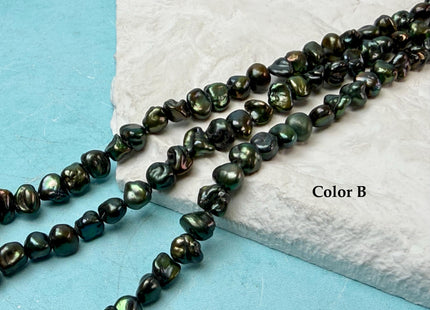 7.5-8 mm AA Dark Green Color Keshi Nugget Freshwater Pearl Beads Center Drilled Pearl #P3306