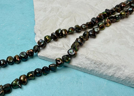 7.5-8 mm AA Dark Green Color Keshi Nugget Freshwater Pearl Beads Center Drilled Pearl #P3306