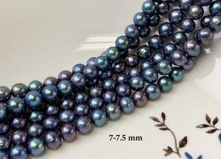 7.5-8.5 mm Peacock Color Potato Freshwater Pearl Beads Genuine Cultured Freshwater Peacock Colored Pearls 54 Pieces #P1233