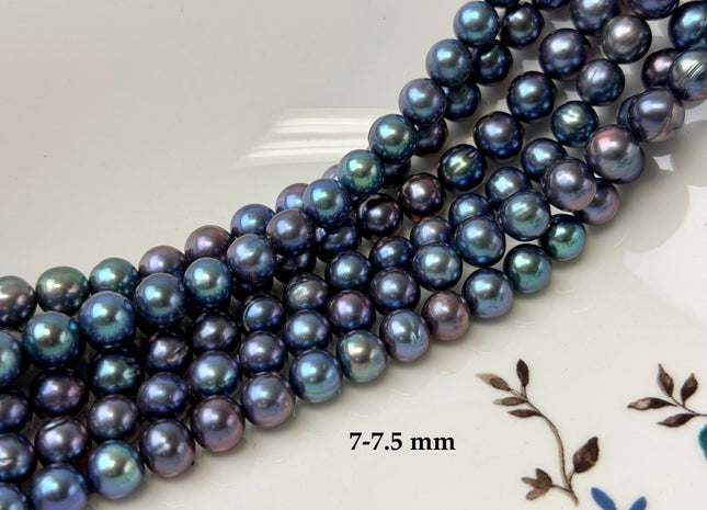 7.5-8.5 mm Peacock Color Potato Freshwater Pearl Beads Genuine Cultured Freshwater Peacock Colored Pearls 54 Pieces #P1233