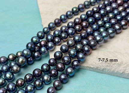 7.5-8.5 mm Peacock Color Potato Freshwater Pearl Beads Genuine Cultured Freshwater Peacock Colored Pearls 54 Pieces #P1233