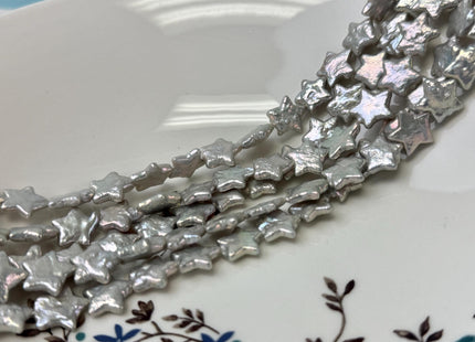 11-12 mm AAA Very Rare Gray Color W/Gold Sheen Star Shape Freshwater Coin Pearl Beads Genuine High Luster Pearl #P3309