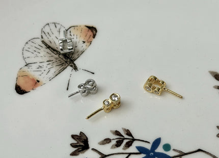 One Piece 925 Sterling Silver/Gold Pendant Setting Findings For Half Drilled Pearls #10377