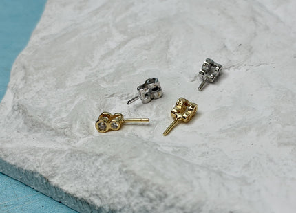 One Piece 925 Sterling Silver/Gold Pendant Setting Findings For Half Drilled Pearls #10377