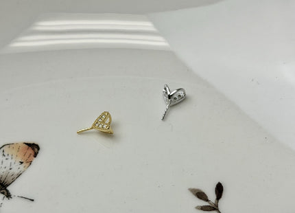 One Piece 925 Sterling Silver/Gold Pendant Setting Findings For Half Drilled Pearls #10379