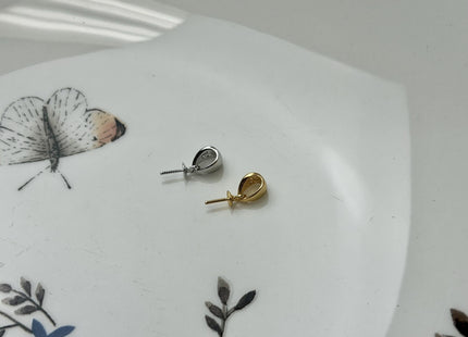 One Piece 925 Sterling Silver/Gold Pendant Setting Findings For Half Drilled Pearls #10380