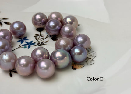 ONE Piece Rare AAAAA 13-14 mm High Luster Half Drilled Round Edison Freshwater Pearl Dark Mauve Purple Color #P3311