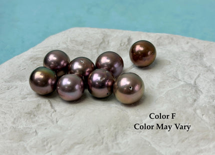 ONE Piece Rare AAAAA 13-14 mm High Luster Half Drilled Round Edison Freshwater Pearl Dark Mauve Purple Color #P3311